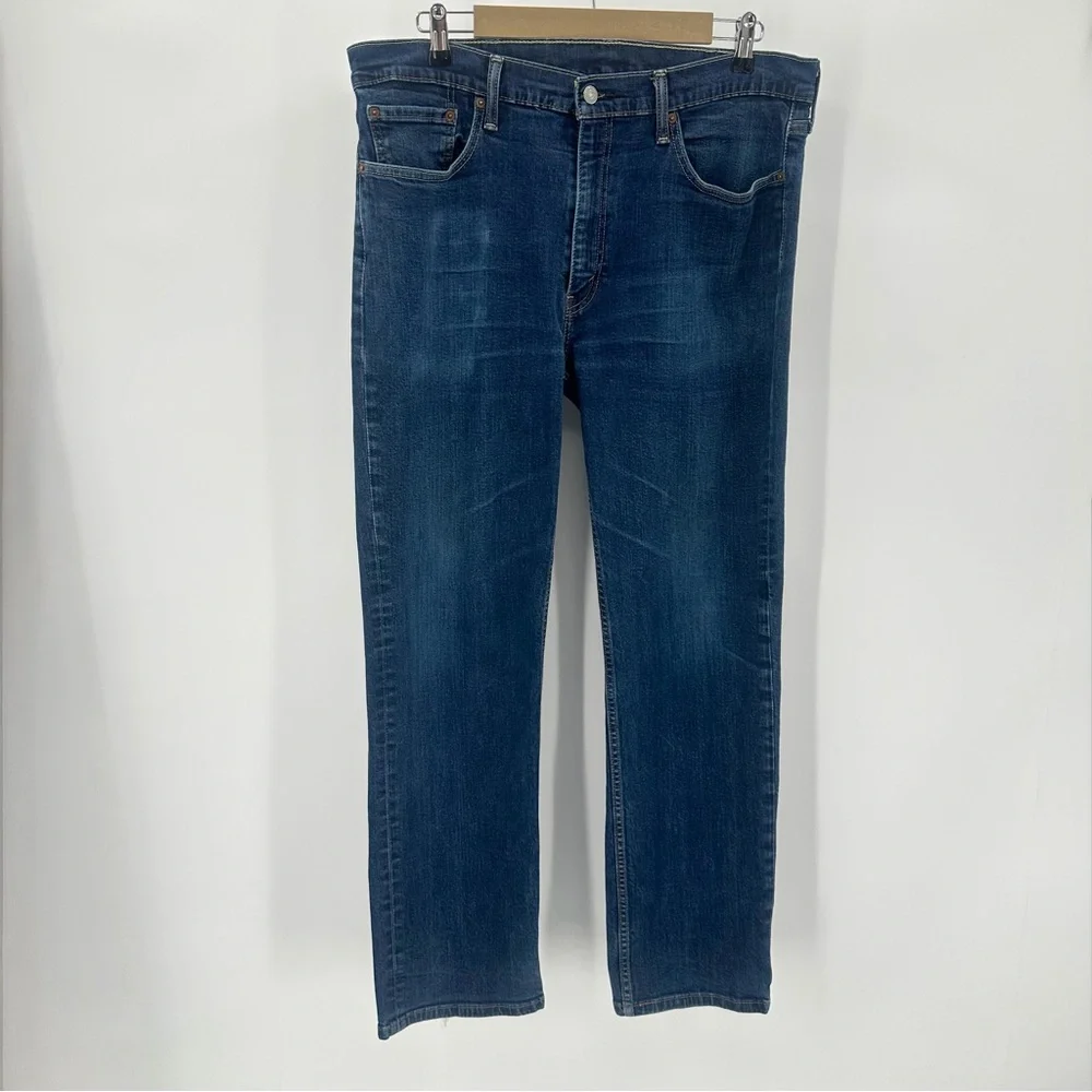 Levi's Jeans Mens 38x32 Blue 514 Straight Leg Stretch Dark Wash Denim-read
